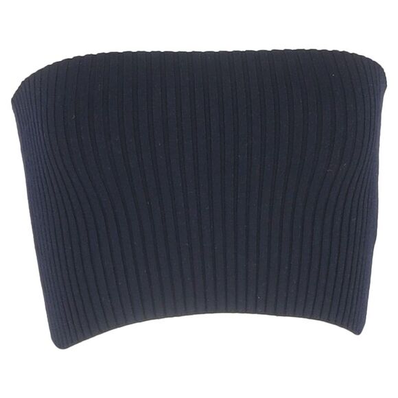 Chloé Ribbed Knit Tube Top in Navy Blue Wool